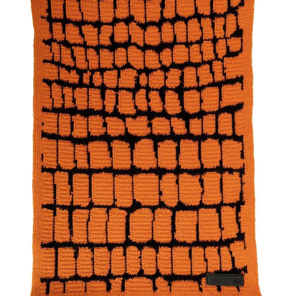 Versace Unisex Jacquard Barocco Heritage Print Wool Knitted Shawl Scarf
